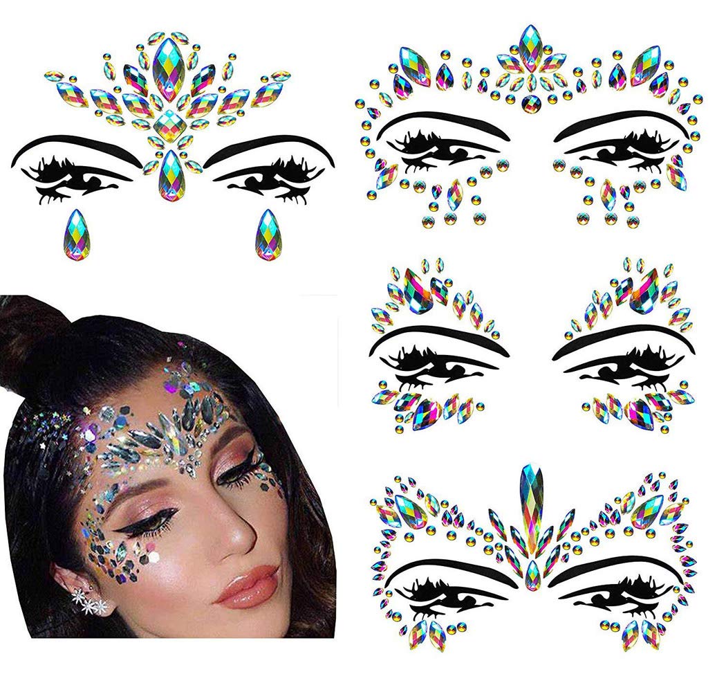 Festival Clothing Rave Accessories Face Jewels Gems Stickers Carnival Mermaid Costume Glitter