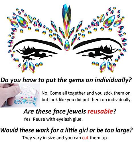 Festival Clothing Rave Accessories Face Jewels Gems Stickers Carnival Mermaid Costume Glitter