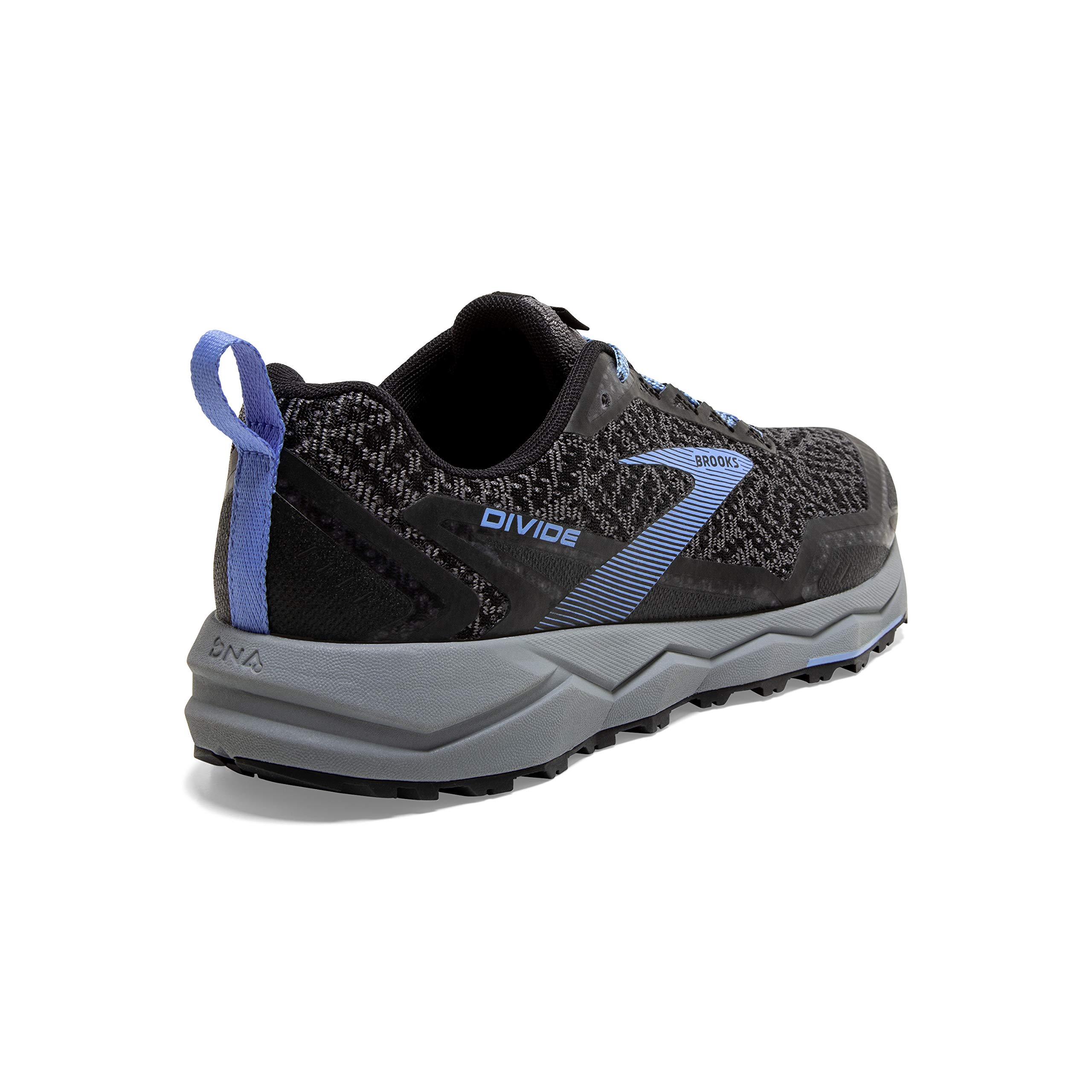 Brooks Womens Divide Running Shoe - Grey/Black/Cornflower Blue - B - 6.5