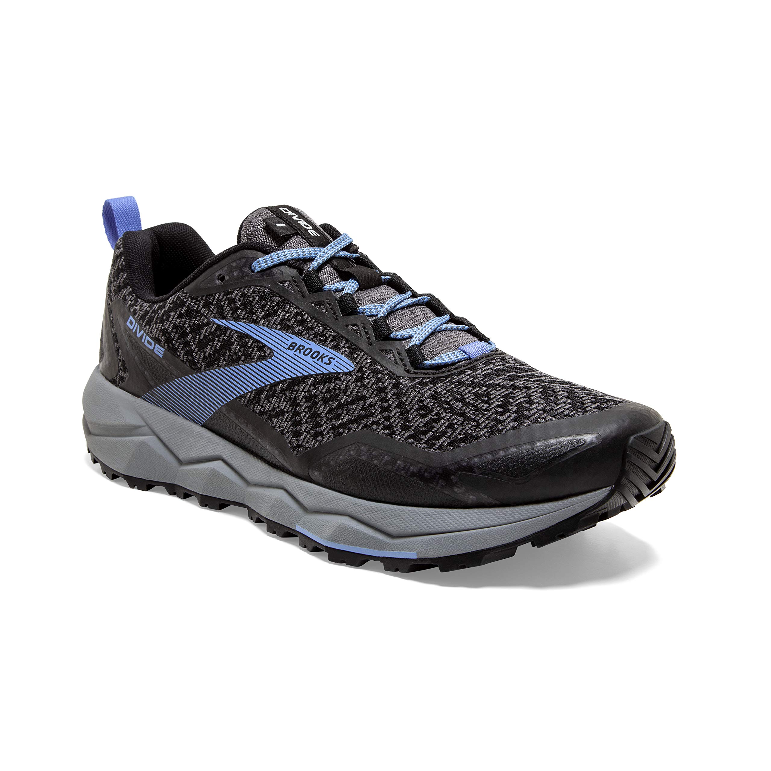 Brooks Womens Divide Running Shoe - Grey/Black/Cornflower Blue - B - 6.5