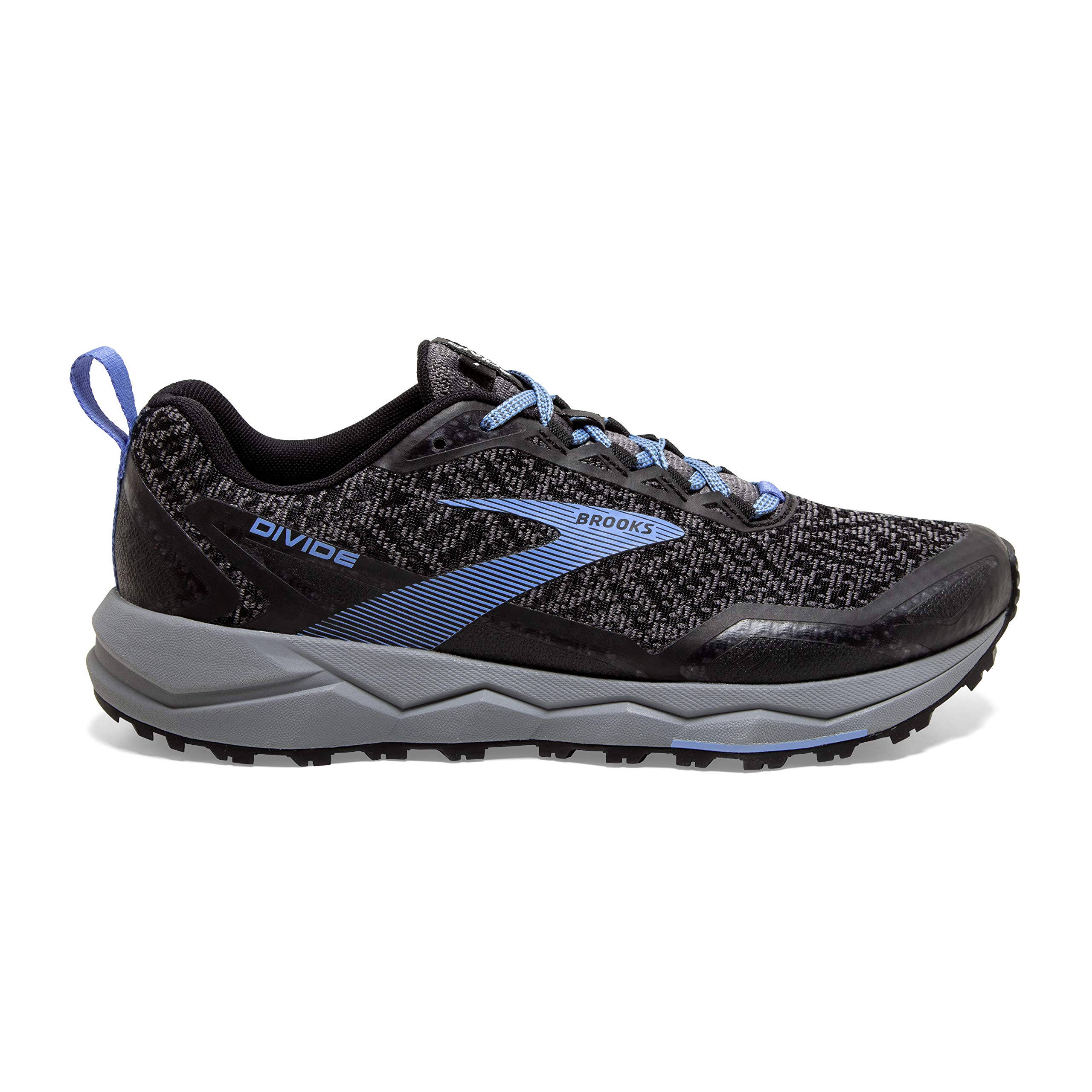 Brooks Womens Divide Running Shoe - Grey/Black/Cornflower Blue - B - 6.5