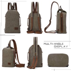 KL928 Canvas Sling Bag - Small Crossbody Backpack Shoulder Casual Daypack Rucksack for Men Women
