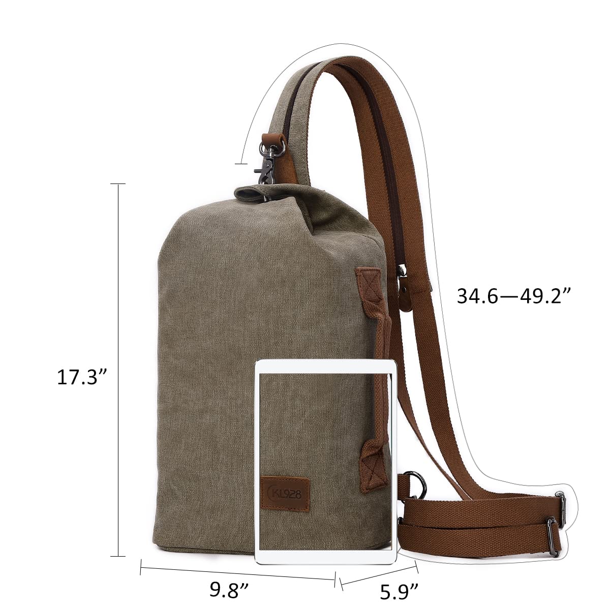 KL928 Canvas Sling Bag - Small Crossbody Backpack Shoulder Casual Daypack Rucksack for Men Women