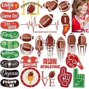 wavejoe football face temporary tattoos, football party favor supplies for super bowl birthday party decoration（6 sheets）