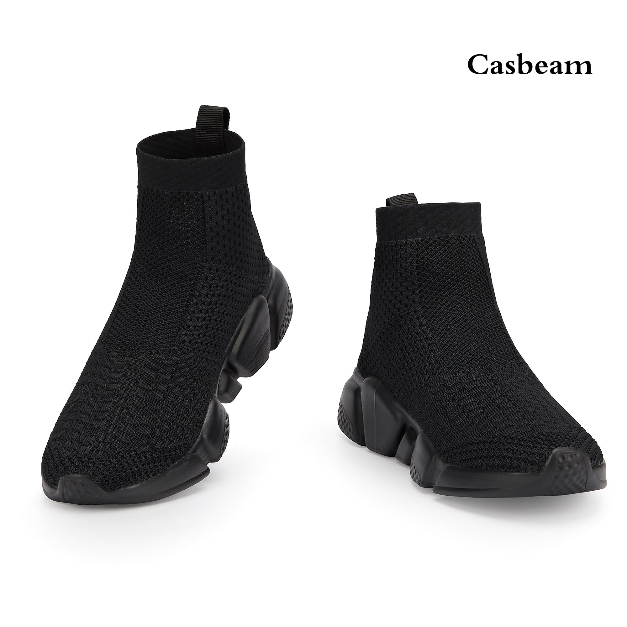 Casbeam Women's Running Knit Comfortable Lightweight Breathable Casual Sports Shoes Fashion Sneakers Slip-On Walking Shoes All Black Size 8