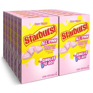 starburst singles to go powdered drink mix, all pink strawberry, 12 boxes with 6 packets each - 72 total servings, sugar-free drink powder, just add water, 6 count (pack of 12)