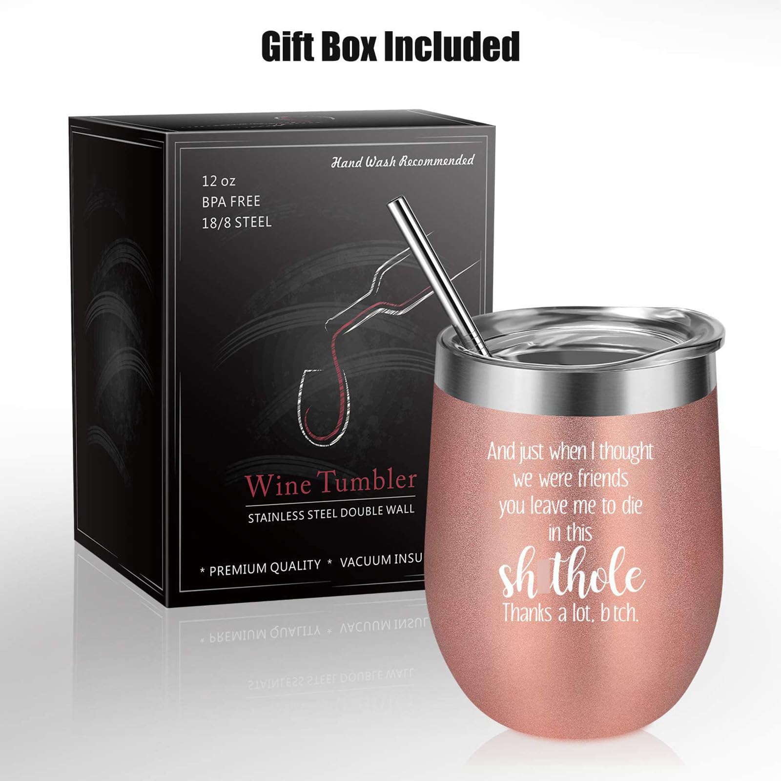 Coolife Wine Tumbler Cup - Going Away Gift for Coworker, Coworker Leaving Gifts for Women - Just When I Thought We were Friends - New Job, Farewell Gifts, Goodbye Gifts for Coworkers, Colleague, Boss