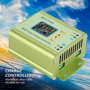 Solar Controller, MPT-7210A MPPT Solar Controller Green Made of Aluminum Alloy with LCD Display for Lithium Battery