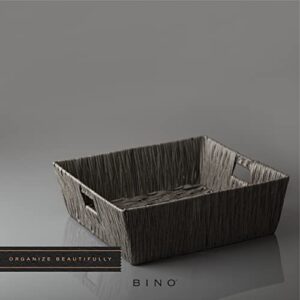 BINO 2 Pack Woven Resin Basket Organizer - Shelf Organizer with Built-in Carry Handles, Large - Dark Grey