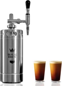the original royal brew nitro cold brew coffee maker - gift for coffee lovers - 128 oz extra large home keg, nitrogen gas system coffee dispenser kit