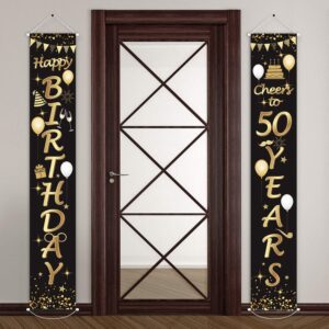 2 pieces 50th birthday party decorations cheers to 50 years banner 50th party decorations welcome porch sign for 50 years birthday supplies (50th birthday)