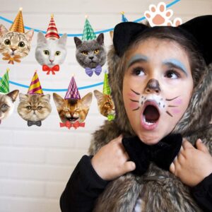 Cat Birthday Banner Not Need DIY Cat Birthday Decorations Cat Garland Cat Faces Banner for Birthday Party Decor