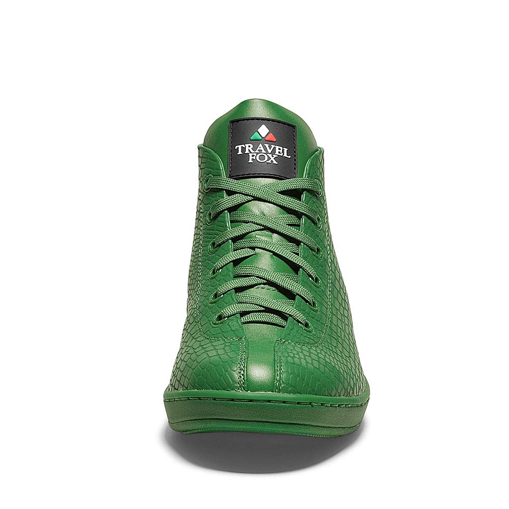 TRAVEL FOX Men's Malibu Green Spider Nappa Leather Round Toe Lace-Up High-Tops 9.5 US