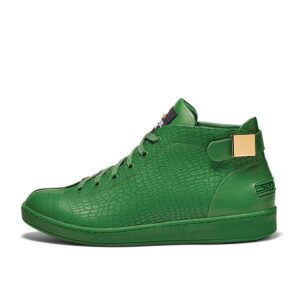 TRAVEL FOX Men's Malibu Green Spider Nappa Leather Round Toe Lace-Up High-Tops 9.5 US