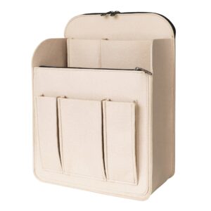apsoonsell large backpack organizer insert felt bag organizer with zipper backpack shaper foldable tote organizer for rucksack shoulder bag, beige, xl