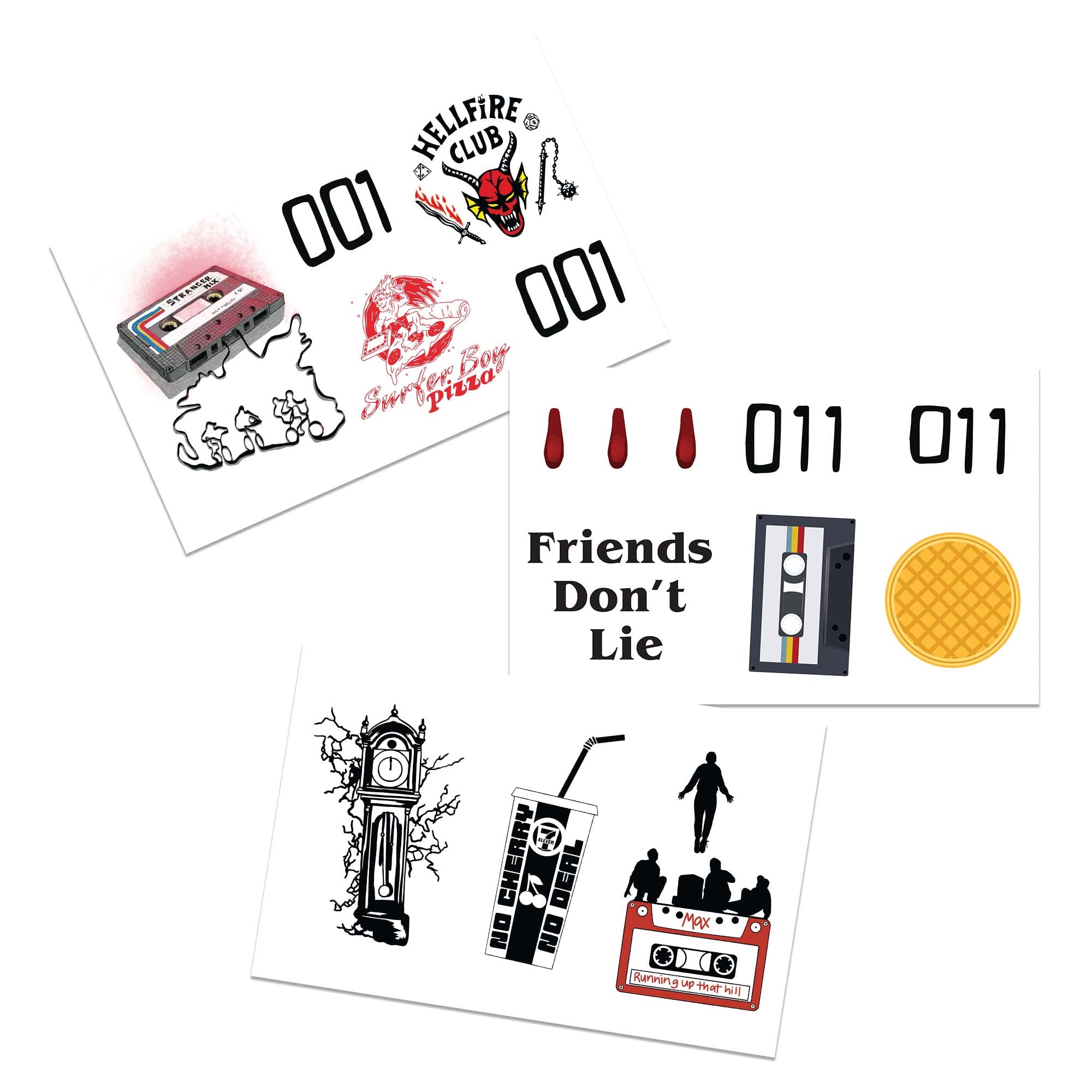 FashionTats Eleven Temporary Tattoos | 3-Pack | 16 tattoos | Skin Safe | MADE IN THE USA | Removable