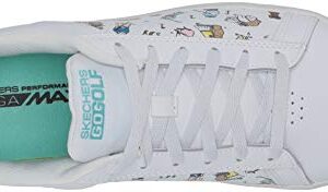 Skechers Men's Women's Go Drive Dogs at Play Spikeless Golf Shoe, White/Blue, 8.5