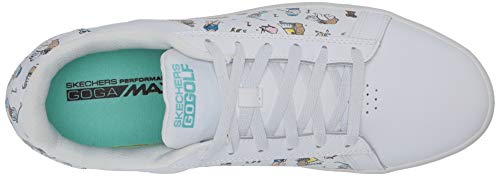 Skechers Men's Women's Go Drive Dogs at Play Spikeless Golf Shoe, White/Blue, 8.5