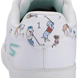 Skechers Men's Women's Go Drive Dogs at Play Spikeless Golf Shoe, White/Blue, 8.5