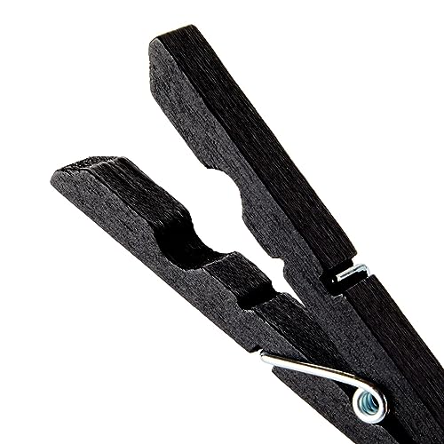 Juvale 100 Pack Wooden Clothespins for Hanging Laundry, Crafts, Photos (Black, 4 in)