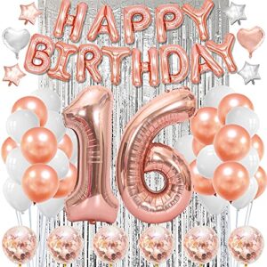 northern brothers 16th birthday decorations for her, sweet 16 birthday balloons rose gold 16 birthday party decorations for women happy 16th birthday gifts for girls