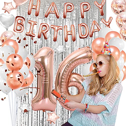 NORTHERN BROTHERS 16th Birthday Decorations for Her, Sweet 16 Birthday Balloons Rose Gold 16 Birthday Party Decorations for Women Happy 16th Birthday Gifts for Girls