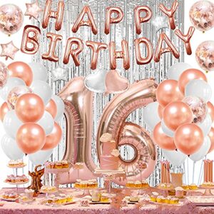 NORTHERN BROTHERS 16th Birthday Decorations for Her, Sweet 16 Birthday Balloons Rose Gold 16 Birthday Party Decorations for Women Happy 16th Birthday Gifts for Girls