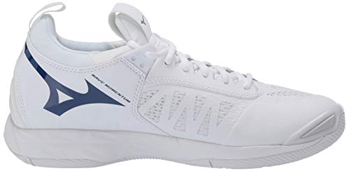 Mizuno 430260.0051.16.1150 Wave Momentum Women's Volleyball Shoe White-Navy (0051) 11 1/2 (1150)