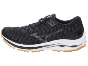 mizuno women's wave rider 24 waveknit running shoe, black-dark shadow, 6 d us