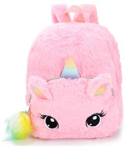 ainibab unicorn backpack girls pink plush cute mini bookbags school bags for nursery