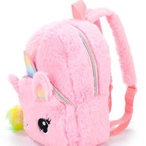 AINIBAB Unicorn Backpack Girls Pink Plush Cute Mini Bookbags School Bags for Nursery