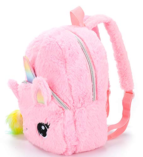 AINIBAB Unicorn Backpack Girls Pink Plush Cute Mini Bookbags School Bags for Nursery