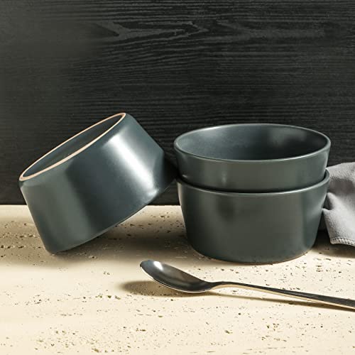 Stone Lain Coupe Stoneware Dinnerware Set, Service for 4, Gray Matte