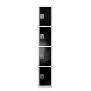 AdirOffice Large School Locker with 4 Doors 4 Hooks Storage Locker for Garage Storage - Office Storage Lockers (4 Door, Black)