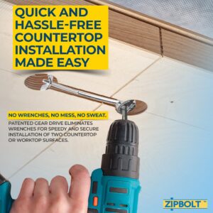 Zipbolt 10.800 Countertop Miter Connector — 5 Piece Joint Fastener Drawbolt Pack with 5mm Hex Bit for Joining Countertops, Butcher Blocks, Furniture, and More - Single-Handed Tightening