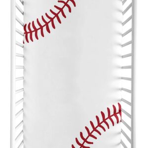 Sweet Jojo Designs Baseball Boy Fitted Crib Sheet Baby or Toddler Bed Nursery Photo Op - Red and White Americana Sports