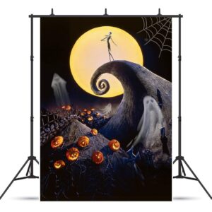 AIIKES 6x8FT Halloween Backdrop Nightmare Before Christmas Backdrop for Halloween Pumpkin Moon Ghost Skull Backdrop Birthday Baby Shower Backgrounds Party Home Decoration Photo Studio Props 11-749