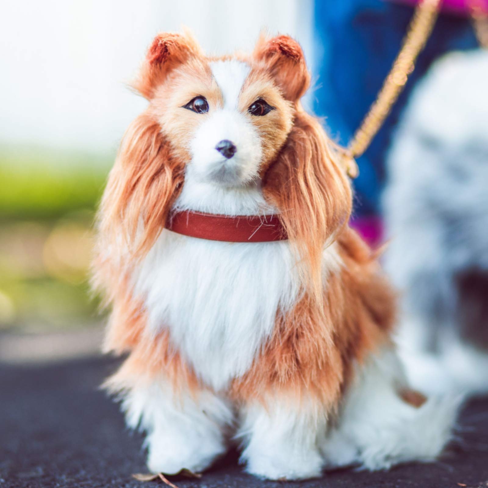 THE QUEEN'S TREASURES 18 Inch Doll Pets, Collie Puppy Dog with Collar & Leash Accessory, Compatible for Use with American Girl Dolls