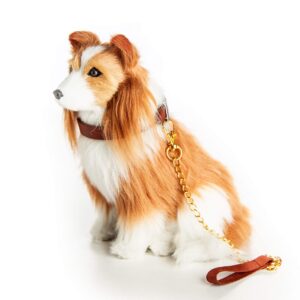 THE QUEEN'S TREASURES 18 Inch Doll Pets, Collie Puppy Dog with Collar & Leash Accessory, Compatible for Use with American Girl Dolls