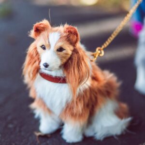 THE QUEEN'S TREASURES 18 Inch Doll Pets, Collie Puppy Dog with Collar & Leash Accessory, Compatible for Use with American Girl Dolls