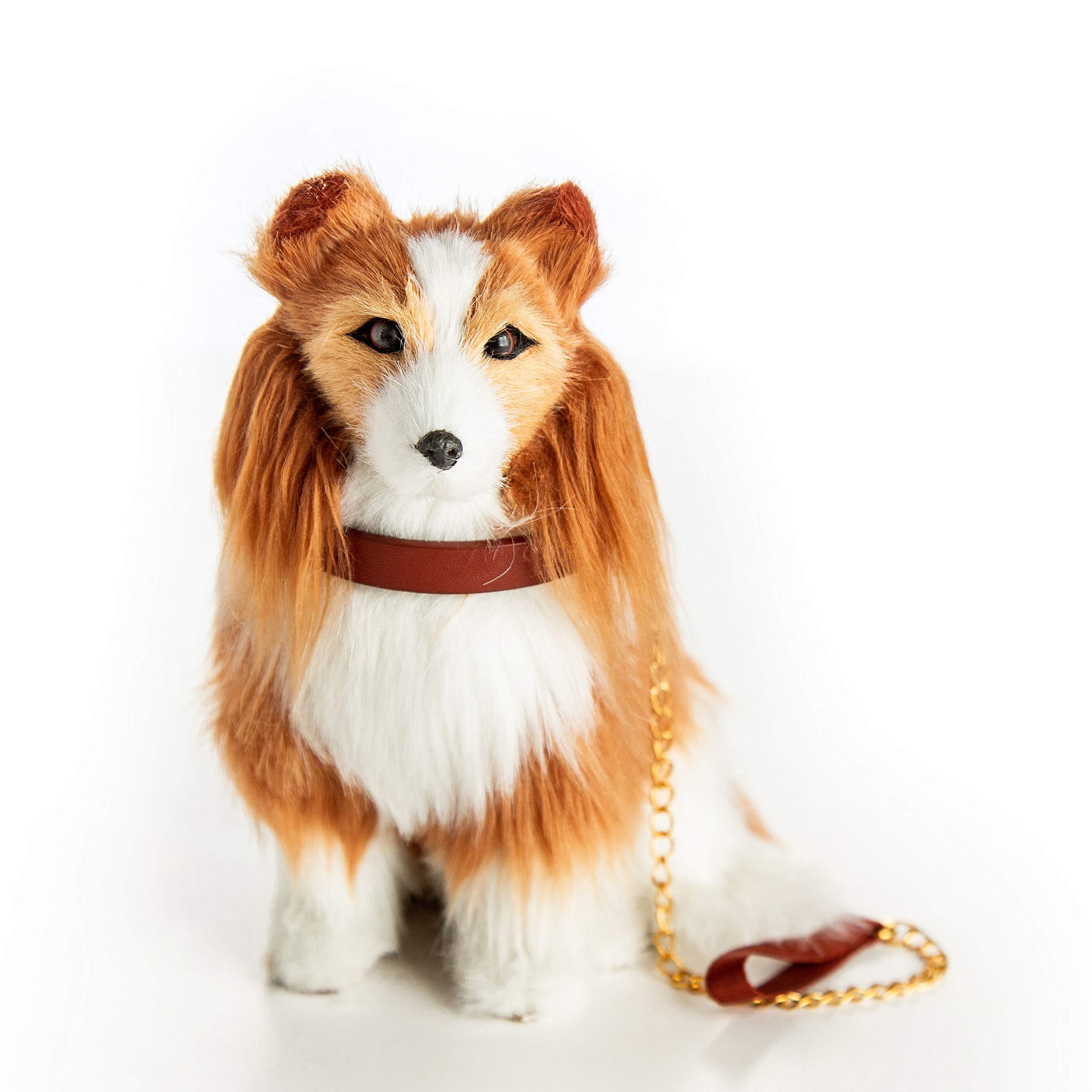 THE QUEEN'S TREASURES 18 Inch Doll Pets, Collie Puppy Dog with Collar & Leash Accessory, Compatible for Use with American Girl Dolls