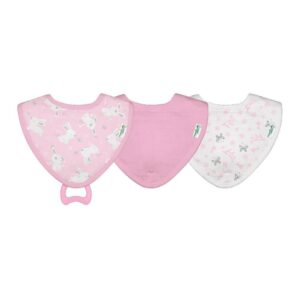 green sprouts muslin stay-dry bandana teether bibs made from organic cotton (3 pack) | soothes gums & protects from drool | machine washable, sterilizer safe, made without bpa