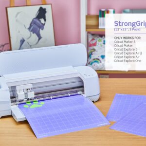 Craft World 12x12 Cutting Mat for Cricut Maker 3/Maker/Explore 3/Air 2/Air/One(Stronggrip, 3 Pieces), Cricket Mat Perfect Stickiness for Thick Material