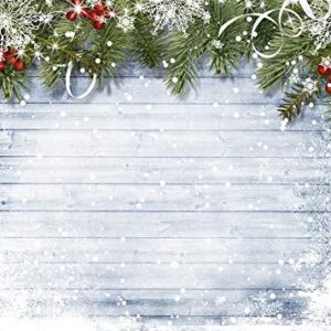 RUINI Winter Snowflake Wood Floor Christmas Pine Tree Backdrop Photography Christmas Photography Backdrop 7x5FT