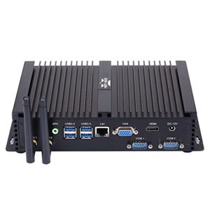 PARTAKER Windows 10 Industrial PC, Fanless Mini Desktop Computer with Intel Core Quad Core CPU i7 8550U 8565U, 32GB RAM, 512GB SSD, 1xNICs, 4xUSB 3.0, 2xCOM RS232, HDMI,VGA,Wi-Fi