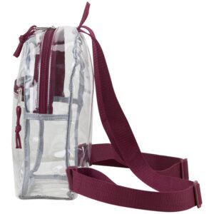 Eastsport 100% Transparent Clear MINI Backpack (10.5 by 8 by 3 Inches) with Adjustable Straps, Clear/Burgundy