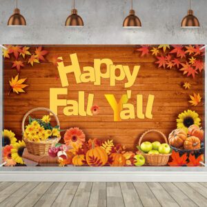 happy fall y'all backdrop banner fall party decorations extra large fabric autumn harvest background banner thanksgiving fall party supplies, 72.8 x 43.3 inch (vintage)
