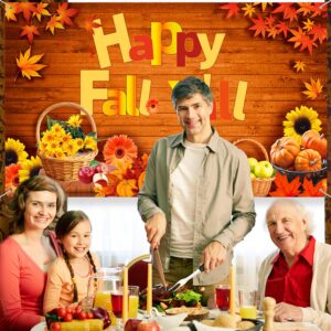 Happy Fall Y'all Backdrop Banner Fall Party Decorations Extra Large Fabric Autumn Harvest Background Banner Thanksgiving Fall Party Supplies, 72.8 x 43.3 Inch (Vintage)