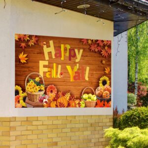 Happy Fall Y'all Backdrop Banner Fall Party Decorations Extra Large Fabric Autumn Harvest Background Banner Thanksgiving Fall Party Supplies, 72.8 x 43.3 Inch (Vintage)