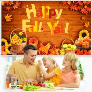 Happy Fall Y'all Backdrop Banner Fall Party Decorations Extra Large Fabric Autumn Harvest Background Banner Thanksgiving Fall Party Supplies, 72.8 x 43.3 Inch (Vintage)